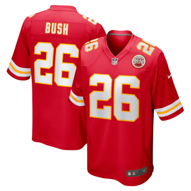 mens nike deon bush red kansas city chiefs game player jersey